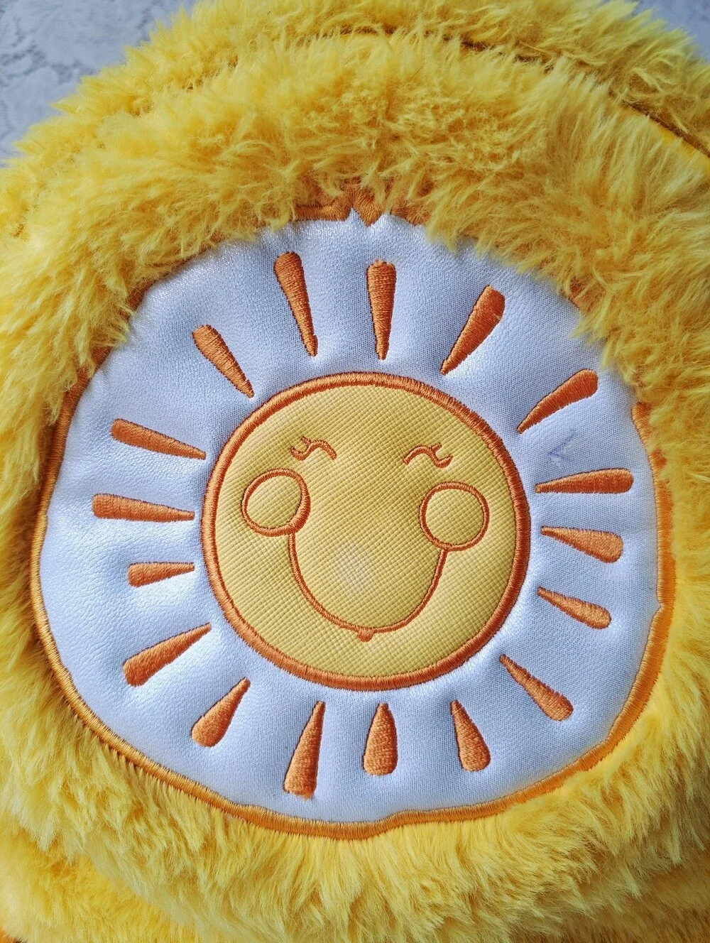 Danielle Nicole Yellow Care Bears Funshine Bear Furry Fuzzy Mini Backpack - Picture 7 of 15